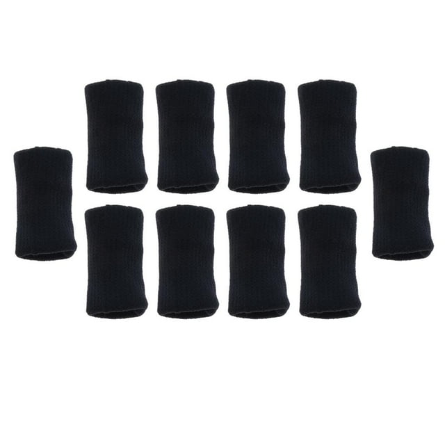 10Pcs Sport Basketball Elastic Finger Brace Splint Sleeves Support Protector - Black