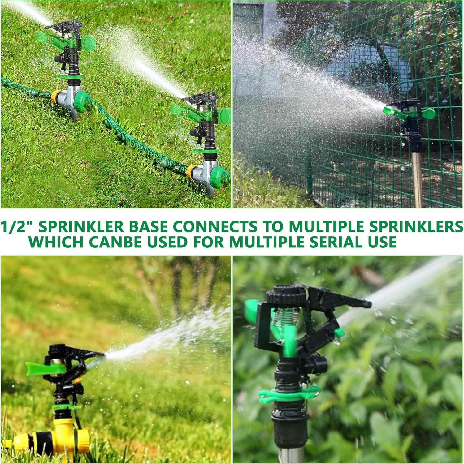 ABCISI Pulsating Tripod Lawn Sprinklers, Adjustable Flow