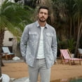 thumbnail image 2 of Fexilor Men's Button Down Long Sleeve Shirt Casual Vacation Style with Pearl Snap-on, 2 of 6