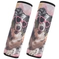thumbnail image 2 of 2-Pack Seat Belt Covers with Flannel Seatbelt Shoulder Strap Case Adjustable Straps Soft Padding for Car Dog Holding A Rose Small, 2 of 8