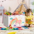 thumbnail image 3 of Toy Storage Box with Lids for Girls Boys - Fabric Large Kids Toy Chest Container, Foldable Basket Organizer with 2 handles for Toys, Books, Blankets, Clothes (Beige&Pink), 3 of 9