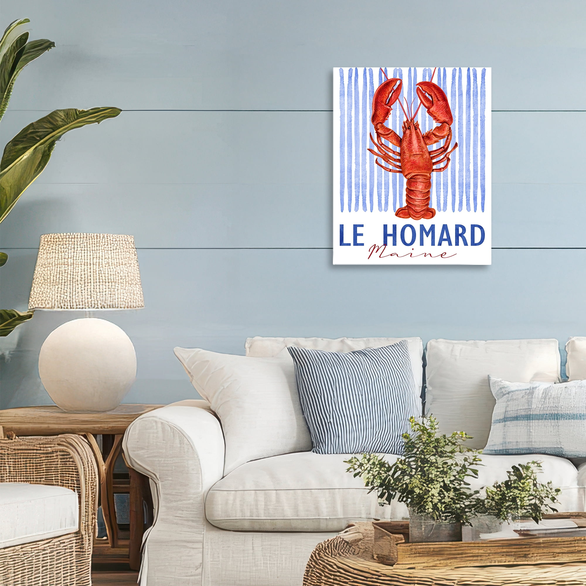 Stupell Industries Le Homard Nautical Stripes Canvas Wall Art, design by Kim Allen