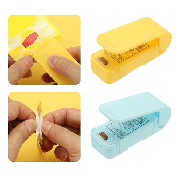 Uxcell 2Pcs Portable Mini Sealing Machine, Handheld Food Heat Vacuum Sealers for Plastic Bags, Yellow/Blue