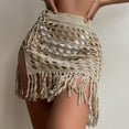 thumbnail image 5 of Aueoeo Swimsuit Cover Up for Women, Women's Coverup Crochet Swimwear Bikini Coverup Casual Beach Cover Ups Split Tassel Short Skirt, 5 of 5