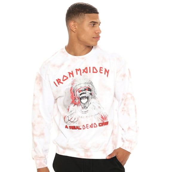 Iron Maiden Dead One Crewneck Bleached Men's Sweatshirt - White/Sand (XL)