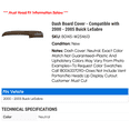 thumbnail image 2 of Dash Board Cover - Compatible with 2000 - 2005 Buick LeSabre 2001 2002 2003 2004, 2 of 6