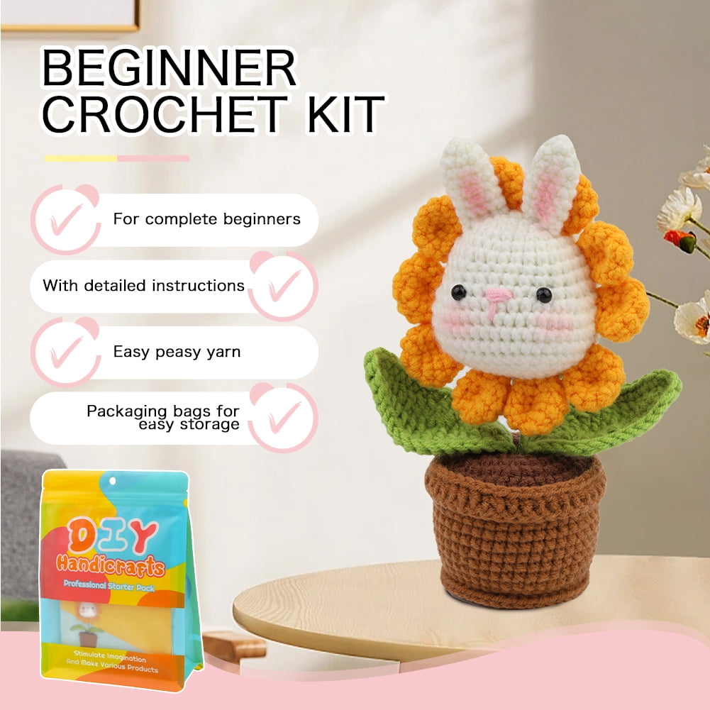 UzecPk Beginners Crochet Kit, Cute Flower Crochet Kit for Beginers