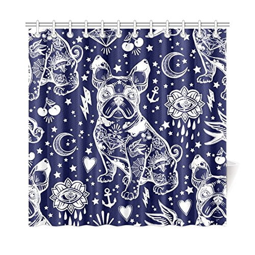 MKHERT Tattoo Terrier Dog Shower Curtain Home Decor Bathroom Shower Curtain 66x72 inch