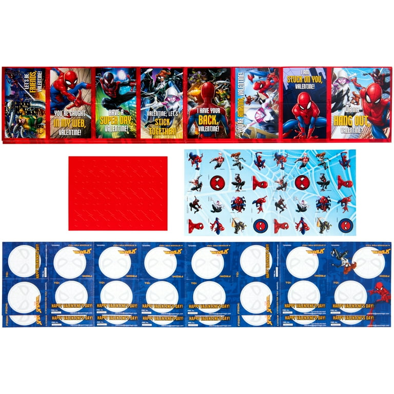 spiderman-valentine-exchange-cards-with-bonus-stickers-classroom-multi-color-paper-32-count-walmart-com