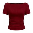 thumbnail image 3 of Wlynlyn T-Shirts for Women Summer Casual Scoop Neck Short Sleeve Slim Fitted Basic Tops Ribbed Knit Solid Color Base Layer Tees, 3 of 6