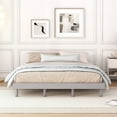 thumbnail image 3 of PAPROOS Wood Platform Bed, Queen Size Platform Bed Frame with Sturdy Wooden Slats and Solid Wood Legs, Modern Bedroom Furniture Queen Bed Frame, No Box Spring Needed, Gray, 3 of 10