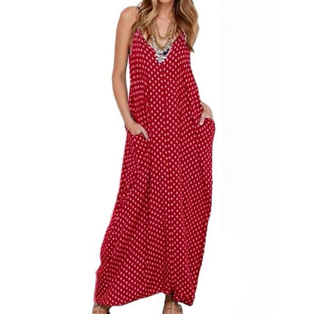 Sexy Strappy Polka Dot Beach Tunic Baggy Long Dresses for Women