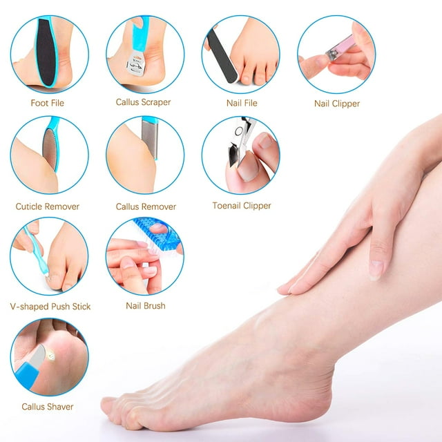 14 In 1 Professional Pedicure Kit/Set Pedicure Foot Rasp Foot File and Callus Remover Sided Remove Set Best Foot Care for Women Men Salon or Home