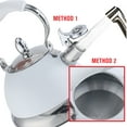 thumbnail image 5 of Emeril Lagasse 2.6 Quart/2.5 Liter Whistling Tea Kettle, Stainless Steel Tea Pot for Induction Stove Top, Fast to Boil Water for Home Kitchen Condo, with Ergonomic Cool Folding Grip Handle, White, 5 of 6