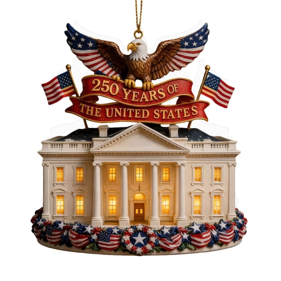 BSJJY 1pcs US 250th Anniversary Ornament, Patriotic Bicentennial Christmas Tree Decor, Handmade Keepsake for 2026 Jubilee Year-Round Display and Celebration (A)