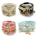 thumbnail image 2 of 6Pcs Bohemian Evil Eye Bracelet Set For Women With Fatima Hand Heart Charm Beaded Rope Chain Bangle Jewelry Gift, 2 of 6