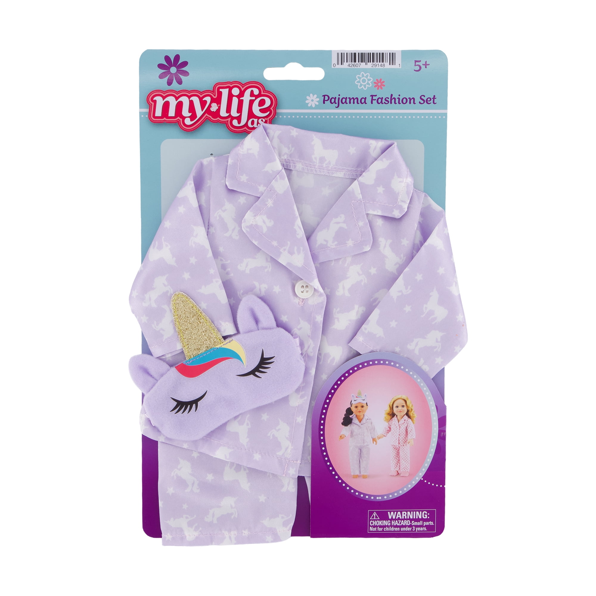 My Life As Unicorn Pajama Fashion Set for 18-Inch Dolls, 3 Pieces
