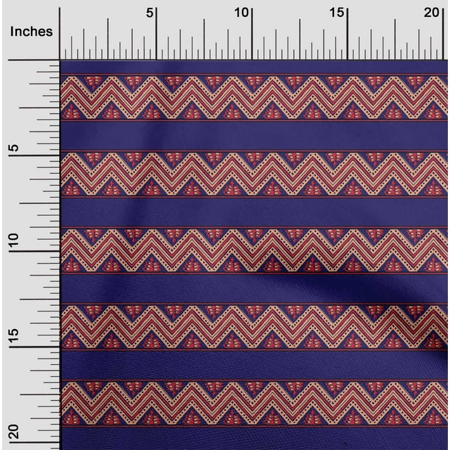 oneOone Cotton Flex Fabric Floral & Chevron Block Print Fabric BTY 40 Inch Wide