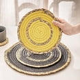 thumbnail image 3 of Fennco Styles Hand-Woven Rattan Cotton Rope Placemats 12-Inch Round, Set of 4 - Slate Braided Table Mats Heat Resistant Insulation for Home, Boho Décor, Dining Table, Banquets, Special Events, 3 of 8