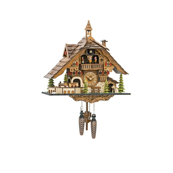 Hekas 15.55" Quartz Black Forest Indoor Cuckoo Clock, Pendulum Motion