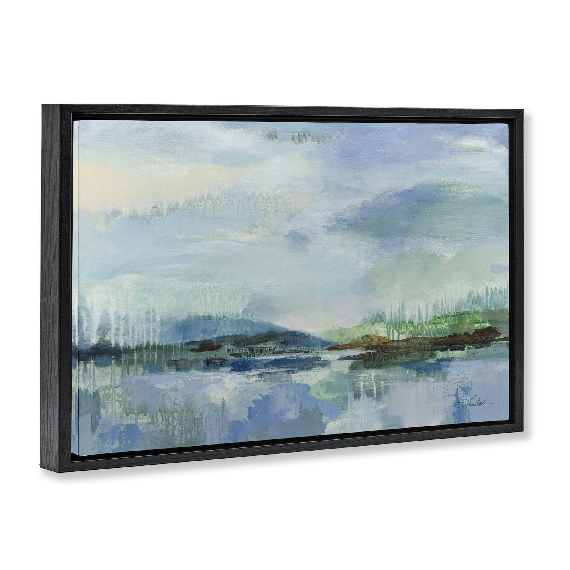 Stupell Industries Rain Over The Lagoon Black Framed Floater Canvas Wall Art, design by Silvia Vassileva