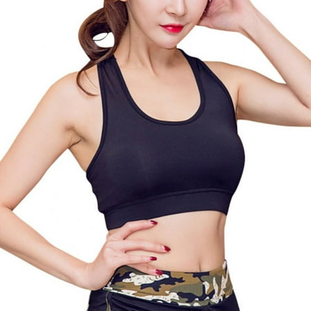 

1Pc Ladies with Chest Pads Gathered Shockproof Fitness Sports Bra Running Sweat Wicking Yoga I-beam Quick-drying Vest Black 2XL