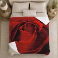 thumbnail image 5 of Deep Red Rose Close Up with Dark Velvet Shadows, Romantic Botanical Floral Motif for Flower Lovers, Valentine's Day Gift, Cozy Flannel Blanket for Bedroom and Reading Nook, Elegant Home Decor, 5 of 9