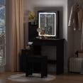 thumbnail image 3 of OXYLIFE Makeup Vanity Desk with Sliding Mirror, 4 Drawers and Cushioned Stool, Black, 3 of 5