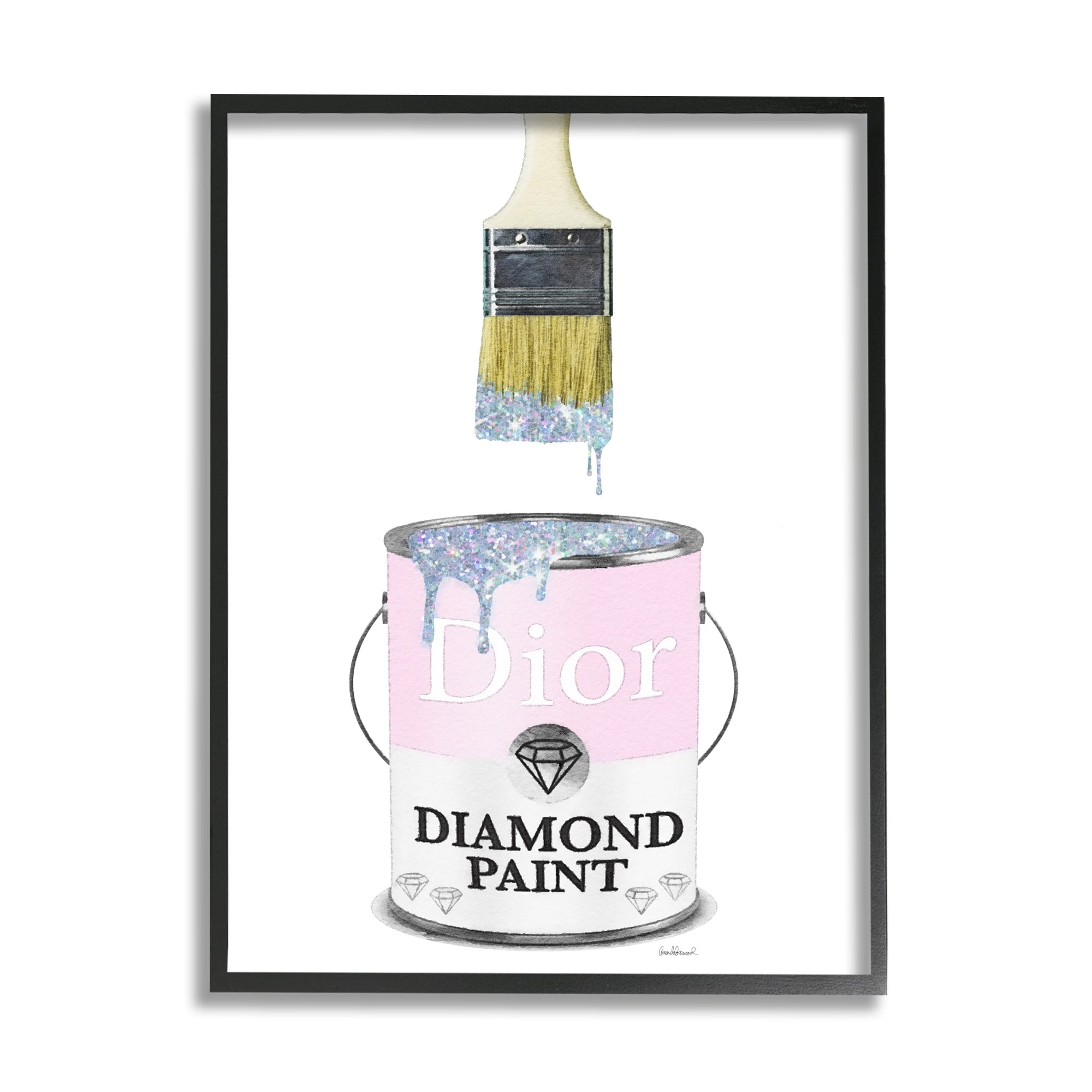 Stupell Industries Glam Pop Diamond Pink Paint Can Sparkle Brush, 24 x 30, Design by Amanda Greenwood