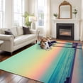 thumbnail image 2 of Turquoise Pink Coastal Area Rugs 5'x7', Washable Small Throw Rugs for Laundry Room Playroom, Summer Tropical Beach Palm Tree Indoor Outdoor Rug Non-Slip Low Pile Carpet Runner Reversible Floor Mats, 2 of 8