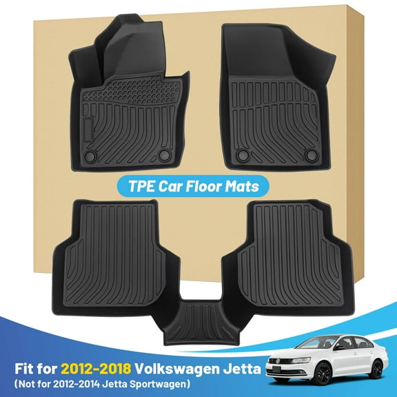 Car Mats Replacement for Floor Liners Volkswagen VW Jetta 2012-2018 Heavy Duty All Weather Guard Black Front Rear Car Carpet Custom Fit-NOT for 2011-2014 Jetta Sportwagen