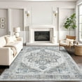 KUETH 3x5 Washable Distressed Vintage Medallion Rug, Gray Low Pile Indoor Carpet