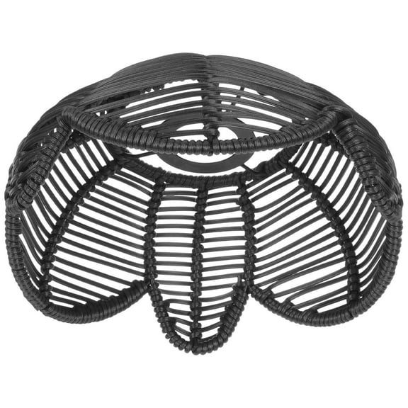 GAXIRE Pendant Lampshade Lotus Shape Black Metal Rattan 1 Pcs