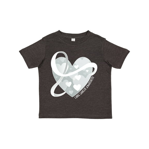 Inktastic Lung Cancer Awareness White Ribbon Around Heart Boys or Girls Toddler T-Shirt
