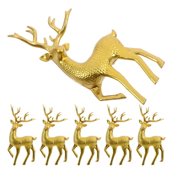 Homoyoyo Elegant Deer Statue Elk Statues Golden Festive Decoration Families Christmas 6pcs