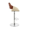 thumbnail image 4 of Armen Living KarterAdjustable Cream Faux Leather and Walnut Wood Bar Stool with Chrome Base, 4 of 6
