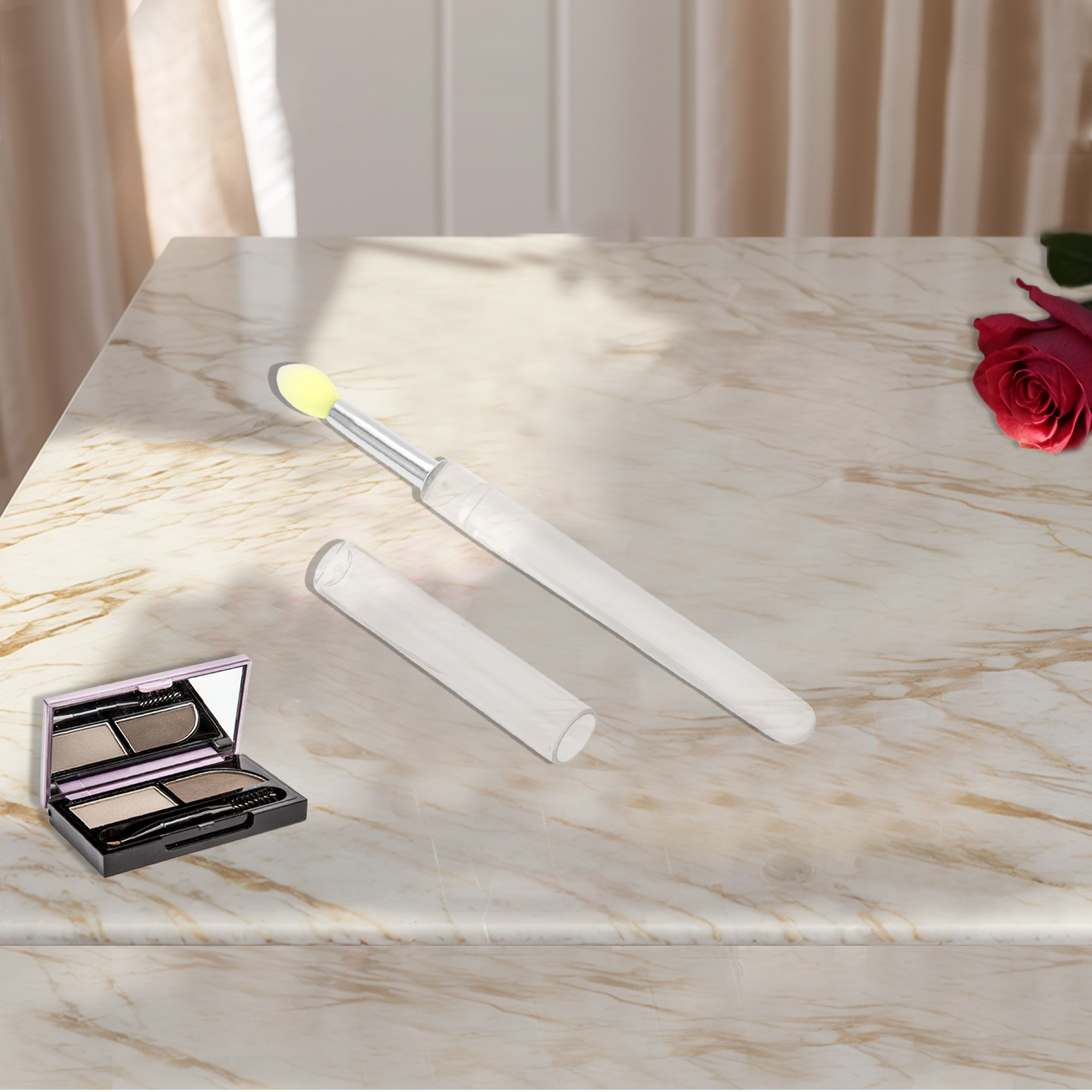 Unique Bargains 1 Pc Portable Durable  Lightweight Silicone Lip Brush for Travel Yellow
