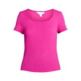 thumbnail image 5 of Time and Tru Women's Square Neck Pucker Tee with Short Sleeves, Sizes XS-XXXL, 5 of 5