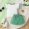 thumbnail image 4 of Hiijoy Infant Girls Summer Outfits Flutter Sleeve T Shirt Bow Plaid Skort Set, Sizes 6M-4T, 4 of 8