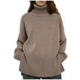 thumbnail image 2 of Qetyuw Turtleneck Knit Sweaters for Women Chunky Solid Color Long Sleeve Jumper Oversized Casual Pullover Sweater, 2 of 6