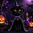 thumbnail image 5 of Halloween Cat Costume Witch Cloak Wizard Hat Pet Outfit for Cats Funny Dress Up Apparel for Halloween Parties Photos, 5 of 8