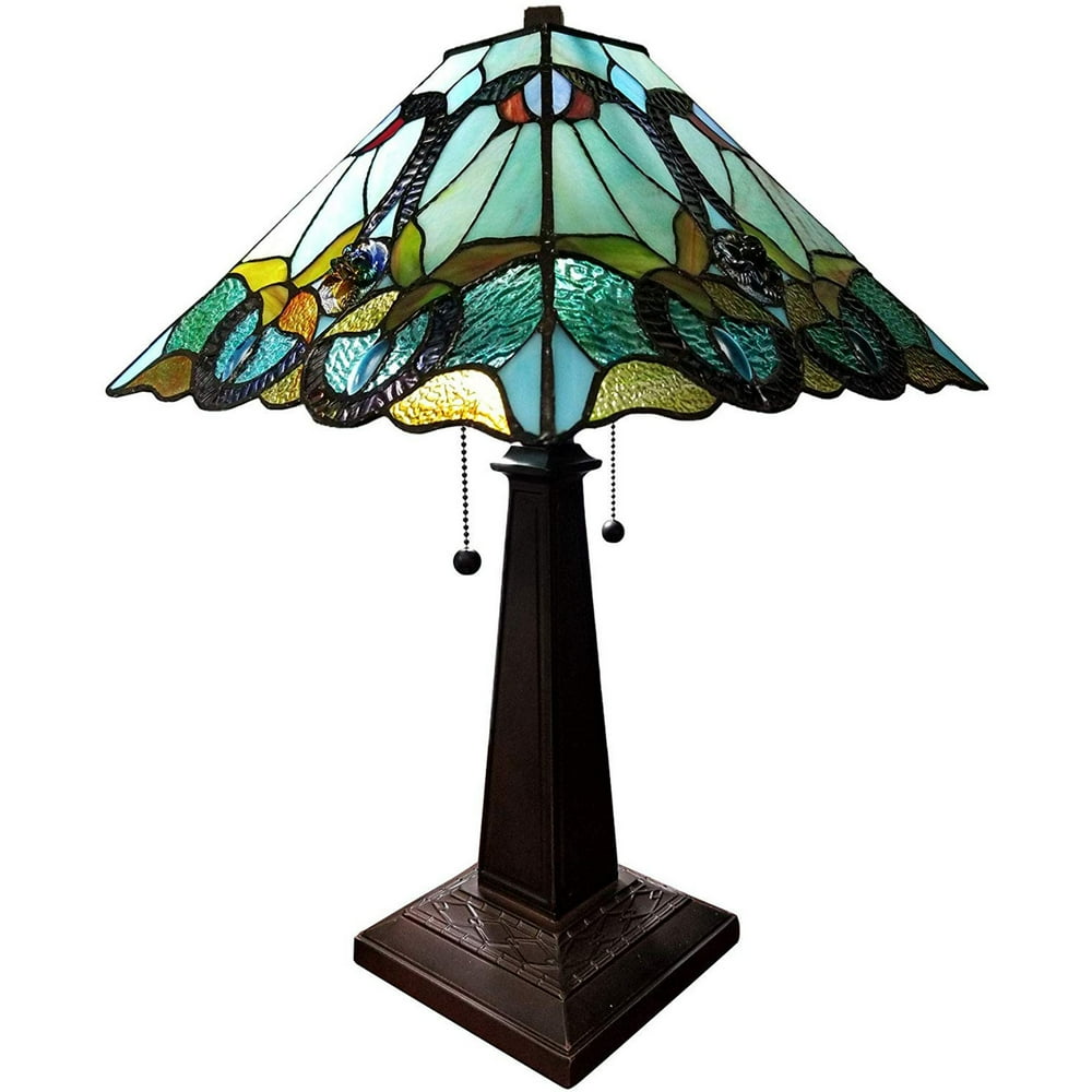 Tiffany Style 2 Light Floral Table Lamp 23" Tall