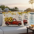 thumbnail image 2 of Outdoor Pillow Cover Sunflower Red Truck Set of 2 Waterproof Throw Pillowcases Butterfly Leaves Retro Decorative Patio Furniture Pillows for Couch Garden Indoor & Outdoor Use, 2 of 9