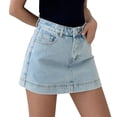 thumbnail image 3 of Breezora Women's Denim Skort High Waisted - Stretchy Jean Skirt with Shorts, Vintage Washed Casual Summer Bottom, 3 of 8