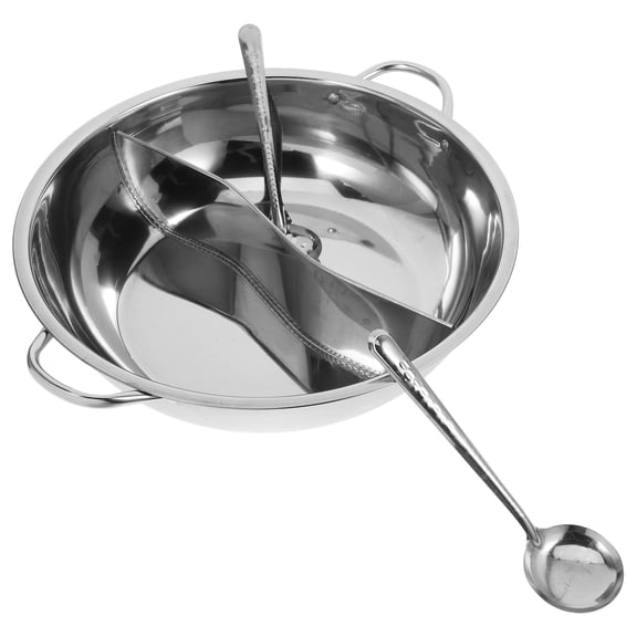 SOPOTUTU 304 Stainless Steel Hot Pot Silver Dual Cookware