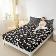 thumbnail image 4 of Manfei Rustic Leaf Bed Sheets for Kids, Black White Branches King Sheets, Plant Botanical Sheet Set, Ultra Soft Home Decor, 4pcs, 4 of 7