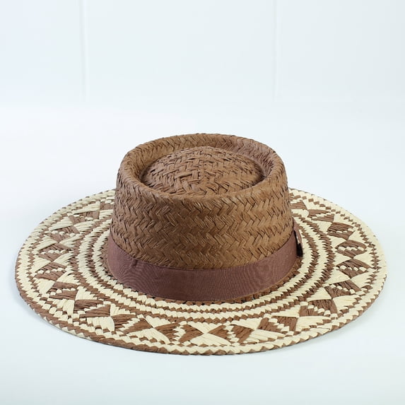 AJGRHE Classic Panama Sun Hat For Summer Wide Brim Boater Beach Outdoor Travel Coffee One Size