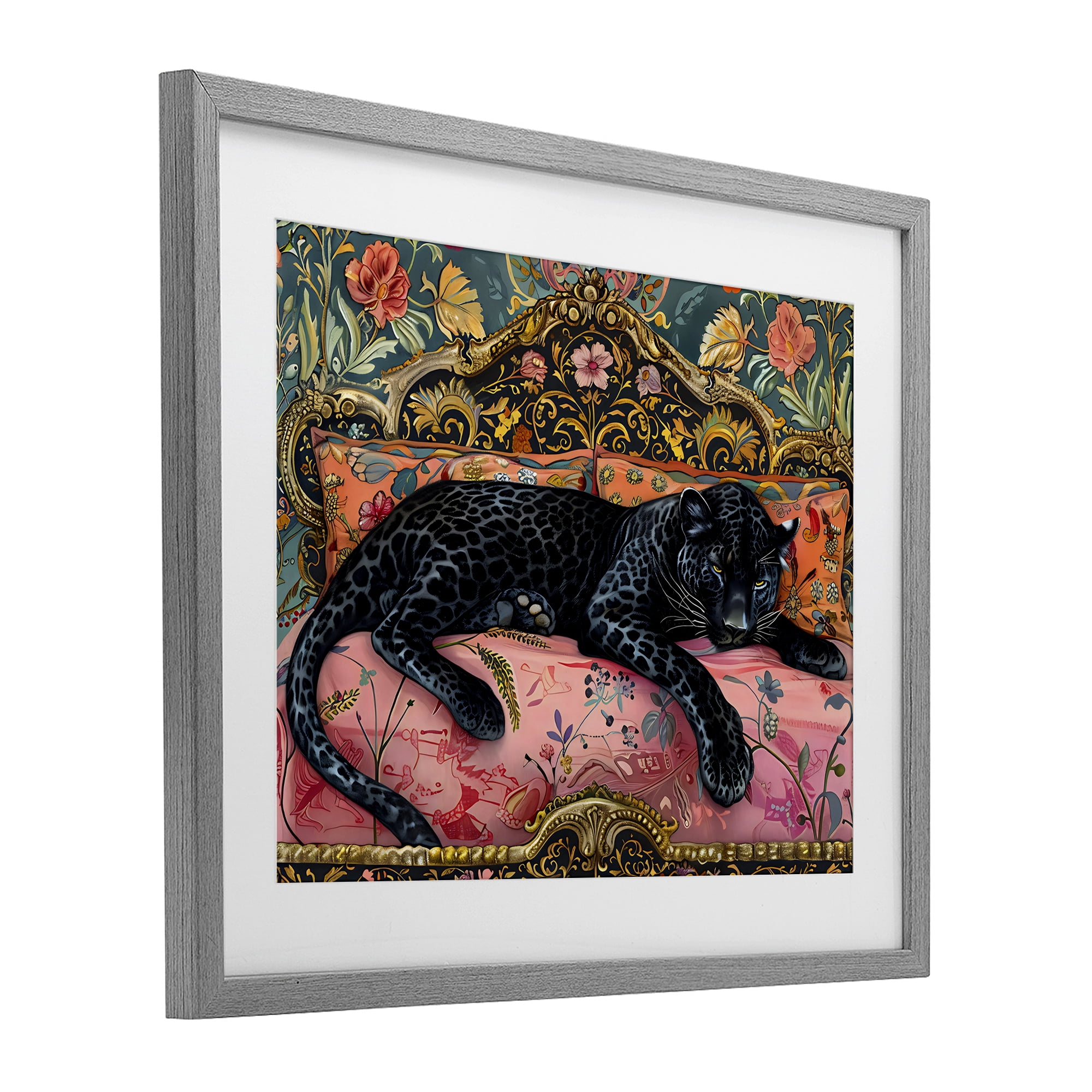 Stupell Industries Lazy Black Elegant Leopard Gray Framed Print Under Glass, design by Creative Studio