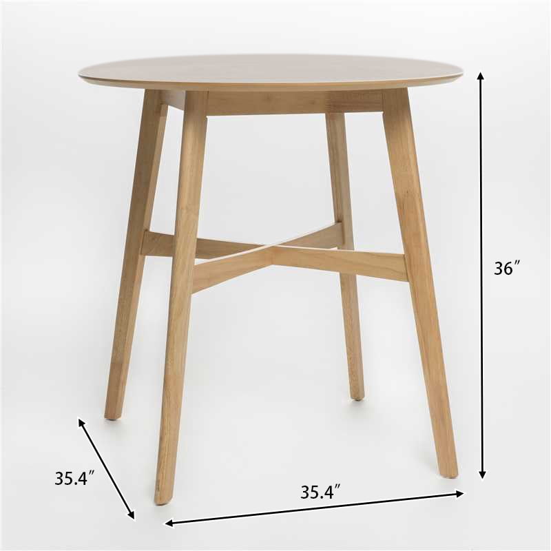 Round Counter Height Dining Table 35.4 Inch, Natural Oak Finish Bar Table for Kitchen Dining Room