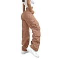 thumbnail image 4 of JJHGVB Cargo Pants Women High Waisted Pants Cargo Pants For Women High Waisted Hiking Pants Baggy Stretchy Wide Leg Y2K Streetwear With 6 Pockets Wide Leg Pants Woman Baggy Pants Rose Gold S, 4 of 7